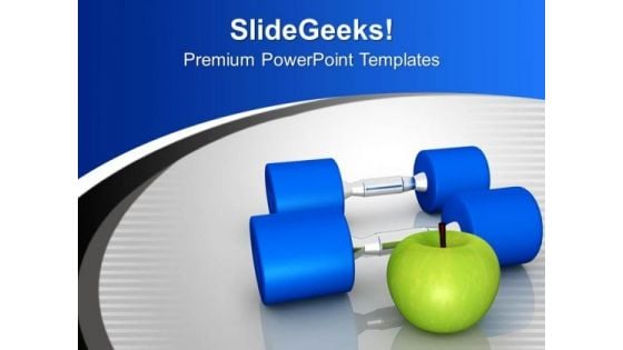 Fitness Objects Exercise Fruits Health Theme PowerPoint Templates Ppt Backgrounds For Slides 0413