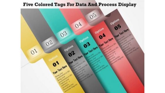 Five Colored Tags For Data And Process Display Presentation Template