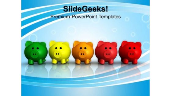 Five Colorful Piggy Banks Saving PowerPoint Templates And PowerPoint Themes 1012