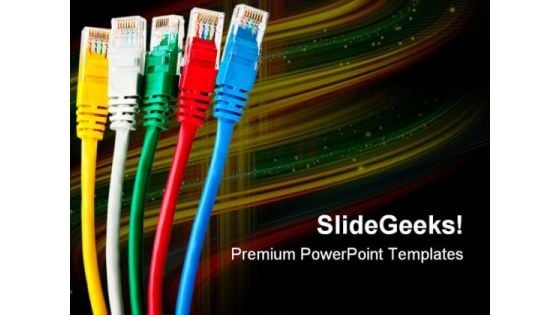 Five Multi Colored Cables Internet PowerPoint Templates And PowerPoint Backgrounds 0311