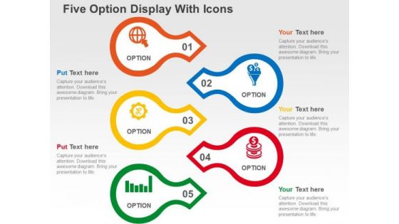 Five Option Display With Icons PowerPoint Templates