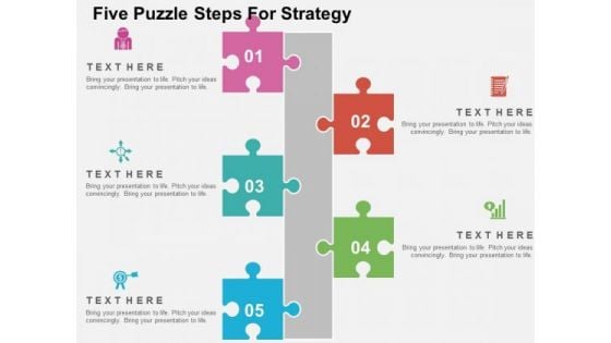 Five Puzzle Steps For Strategy PowerPoint Templates