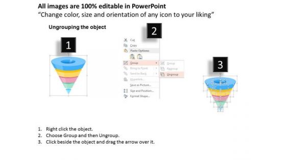 Five Staged Funnel Diagram For Sales Data PowerPoint Template