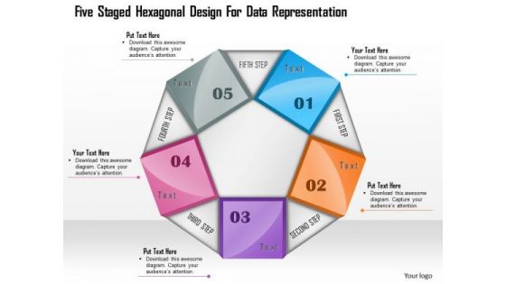 Five Staged Hexagonal Design For Data Representation Presentation Template