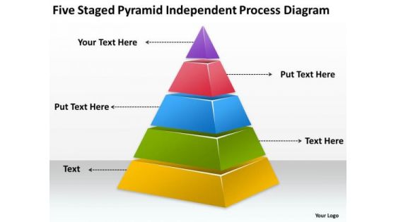 Five Staged Pyramid Independent Process Diagram Ppt Sample Business Plans PowerPoint Templates