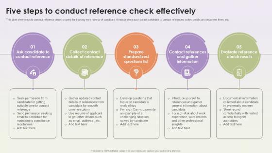 Five Steps To Conduct Reference Check Workforce Procurement And Aptitude Evaluation Ppt Powerpoint Five Steps To Conduct Reference Check Workforce Procurement And Aptitude Evaluation Ppt Powerpoint