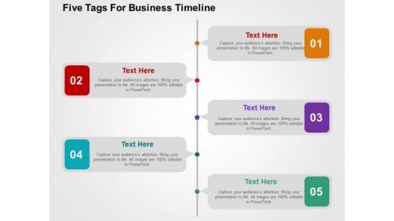 Five Tags For Business Timeline PowerPoint Template Five Tags For Business Timeline PowerPoint Template