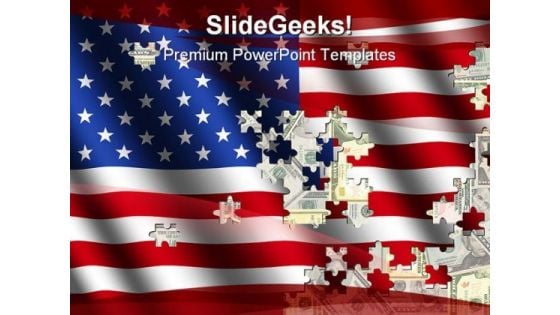 Flag And Dollar Puzzle Shapes Americana PowerPoint Templates And PowerPoint Backgrounds 0111