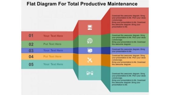 Flat Diagram For Total Productive Maintenance PowerPoint Templates