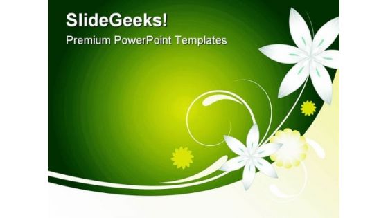 Floral Green Abstract PowerPoint Template 0910