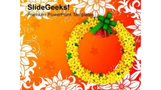Floral Wreath On Abstract Background PowerPoint Templates Ppt Backgrounds For Slides 1212