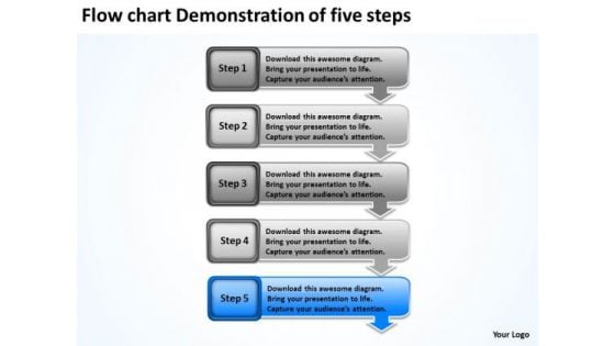 Flow Chart Demonstration Of Five Steps By Business Plan Template PowerPoint Slides