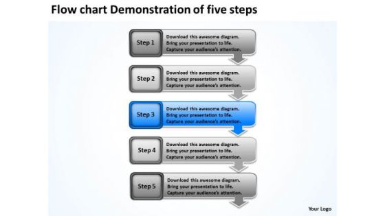 Flow Chart Demonstration Of Five Steps Online Business Plan Software PowerPoint Templates