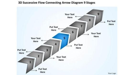 Flow Connecting Arrow Diagram 9 Stages Free Business Planning PowerPoint Templates