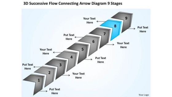 Flow Connecting Arrow Diagram 9 Stages Small Business Plans For Dummies PowerPoint Slides