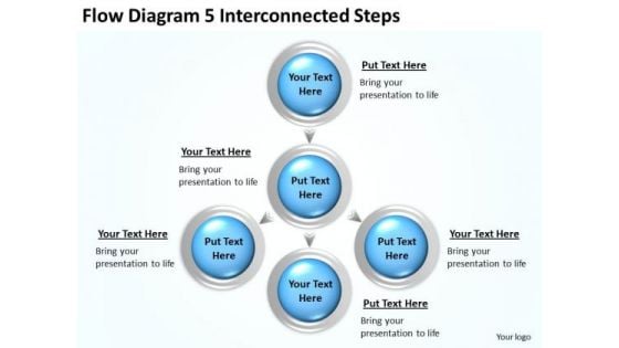 Flow Diagram 5 Interconnected Steps Personal Business Plan PowerPoint Templates