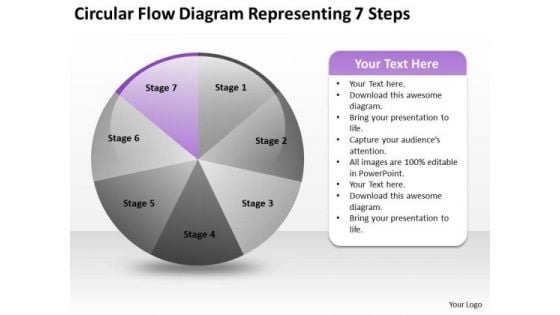 Flow Diagram Representing 7 Steps Business Plan Template PowerPoint Slides