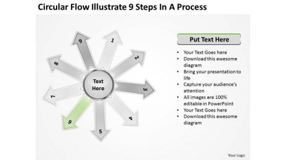 Flow Illustrate 9 Steps In Process Circular Layout Network PowerPoint Slides