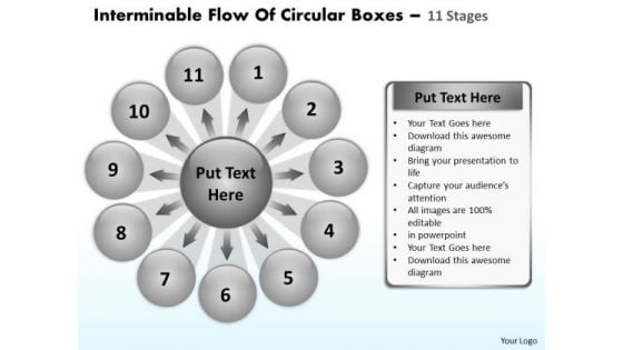 Flow Of Circular Boxes 11 Stages Ppt Relative Arrow Chart PowerPoint Templates