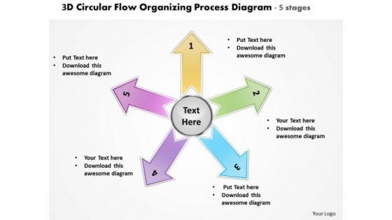 Flow Organizing Process Diagram 5 Stages Circular Network PowerPoint Templates