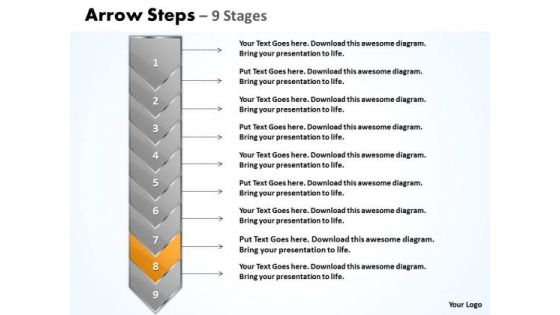 Flow PowerPoint Template Arrow 9 Stages Time Management Ppt Graphic