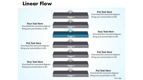 Flow PowerPoint Template Linear Flow 7 Stages Business Strategy Business Graphic