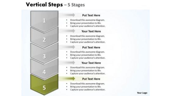 Flow PowerPoint Template Vertical Steps Working With Slide Numbers 5 1 Image