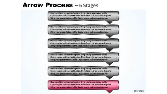 Flow Ppt Background Continuous Process Using 6 Rectangular Arrows PowerPoint 2010 7 Graphic