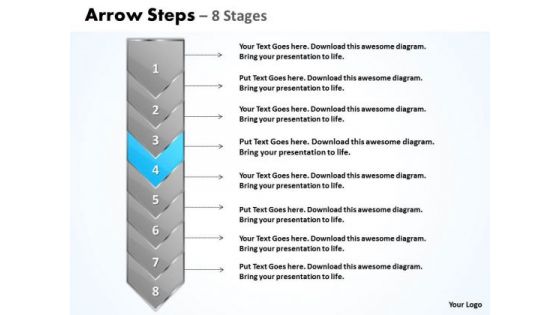 Flow Ppt Background Eight Stages Demonstrated Arrow 5 Graphic