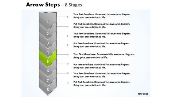 Flow Ppt Background Eight Stages Demonstrated Arrow 6 Graphic