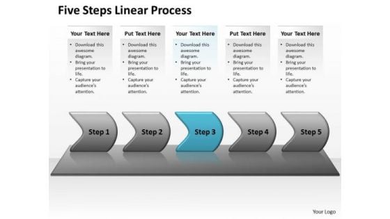 Flow Ppt Background Five Steps Working With Slide Numbers Linear Process 4 Image