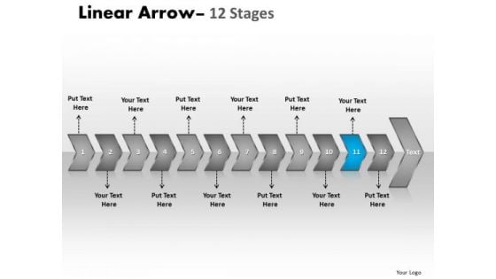 Flow Ppt Background Serialized Representation Of 12 Arrows Graphic