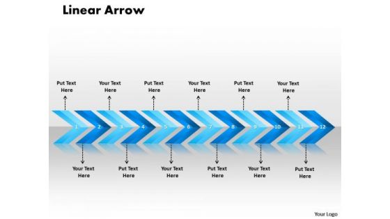 Flow Ppt Linear Arrows 12 States Diagram Project Management PowerPoint Graphic