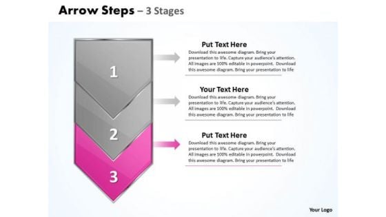 Flow Ppt Template Arrow 3 Stages 1 Project Management PowerPoint 4 Graphic