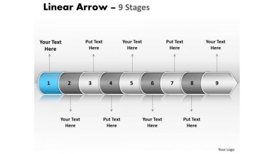 Flow Ppt Theme Linear Arrow 9 Power Point Stage Business Strategy PowerPoint 2 Image