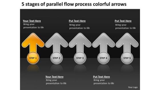 Flow Process Colorful Arrows Free Printable Business Plan Templates PowerPoint Slides