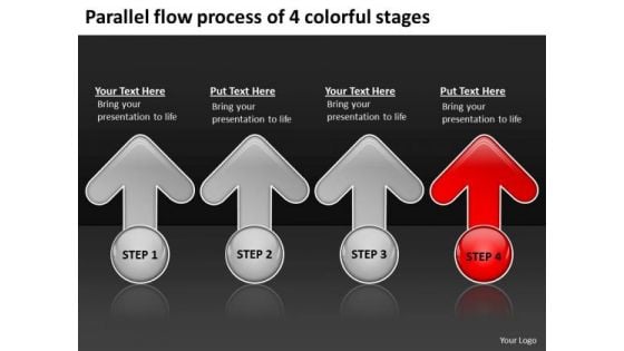 Flow Process Of 4 Colorful Stages Ppt How To Structure Business Plan PowerPoint Slides