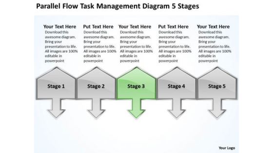 Flow Task Management Diagram 5 Stages Free Business Plan Download PowerPoint Templates