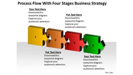 Flow With Four Stages Business Strategy Planning Ppt Example Of Plans PowerPoint Slides