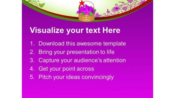 Flower Basket With Pink Flowers Blossom PowerPoint Templates Ppt Backgrounds For Slides 1212