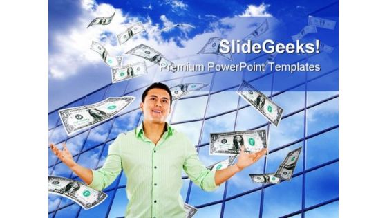 Flying Money Business PowerPoint Themes And PowerPoint Slides 0211