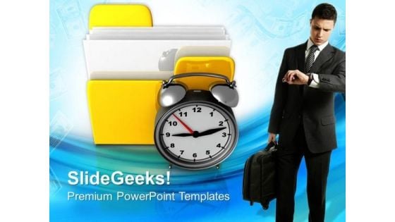 Folder And Clock Concept Business PowerPoint Templates And PowerPoint Themes 0812