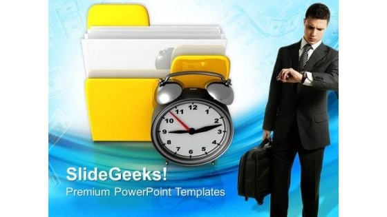 Folder And Clock Concept Business PowerPoint Templates And PowerPoint Themes 0812 Folder And Clock Concept Business PowerPoint Templates And PowerPoint Themes 0812