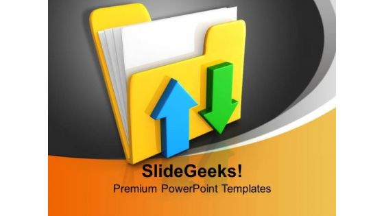 Folder Icon Date Transferring Concept Computer PowerPoint Templates Ppt Backgrounds For Slides 1212