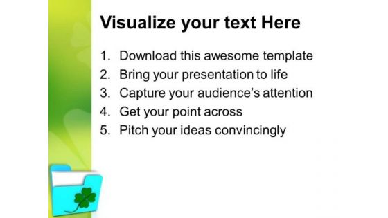 Folder Icon With Clover PowerPoint Templates Ppt Backgrounds For Slides 0313