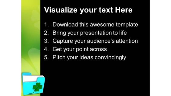 Folder Icon With Clover PowerPoint Templates Ppt Backgrounds For Slides 0313
