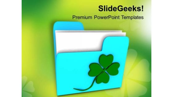 Folder Icon With Clover PowerPoint Templates Ppt Backgrounds For Slides 0313