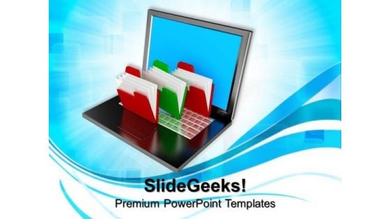 Folder Structure With Laptop Business PowerPoint Templates And PowerPoint Themes 0812