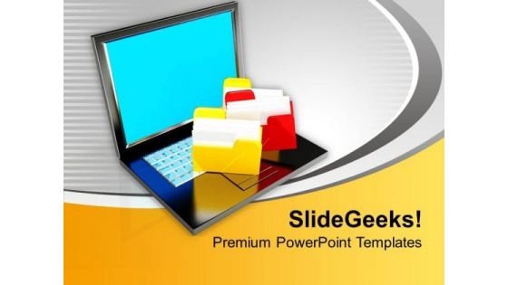 Folder Structure With Laptop Technology PowerPoint Templates Ppt Backgrounds For Slides 1212