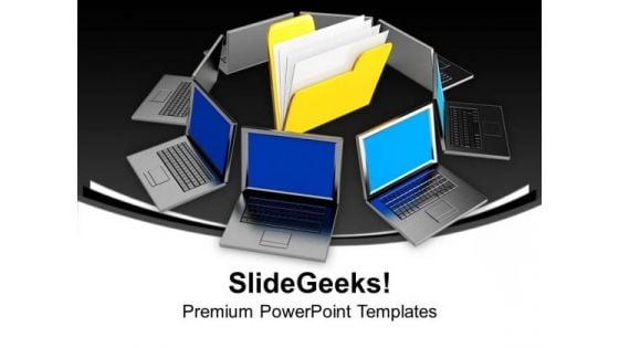 Folder With Multiple Laptops Internet Business PowerPoint Templates Ppt Backgrounds For Slides 1212